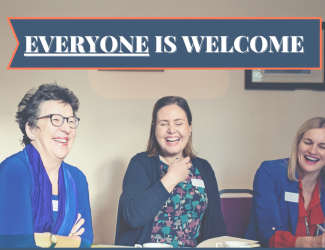 Business Women in Networking for Norfolk, Suffolk & UK showing 3 women of varying ages highlighting 'Everyone is Welcome". Details of networking meeting on Friday 14 February 2025 10 am til 12 noon