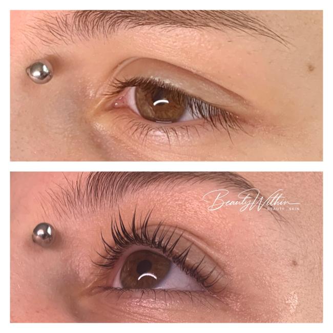 Lash lift and tint before and after